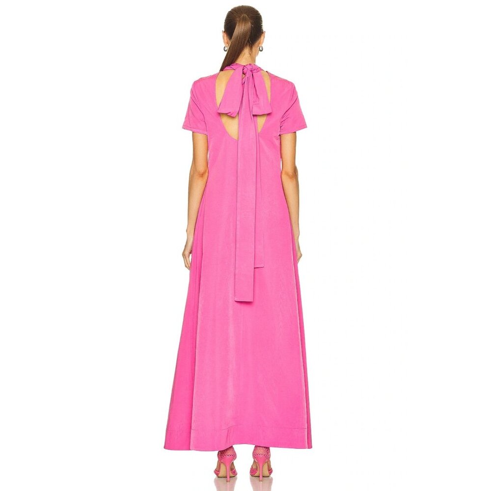 NWT Staud Ilana in Lollipop Pink Taffeta Tie Back A-line Maxi Dress S $375 - Picture 5 of 15
